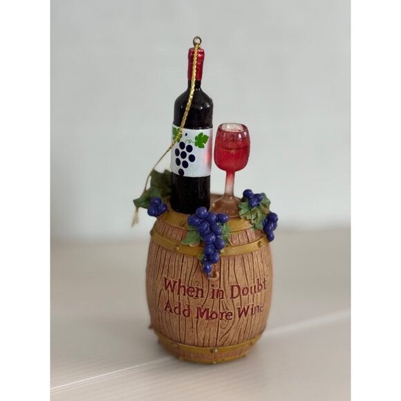 Other - Wine-Themed Christmas Ornament With Barrel Design & "When In Doubt Add More Wine